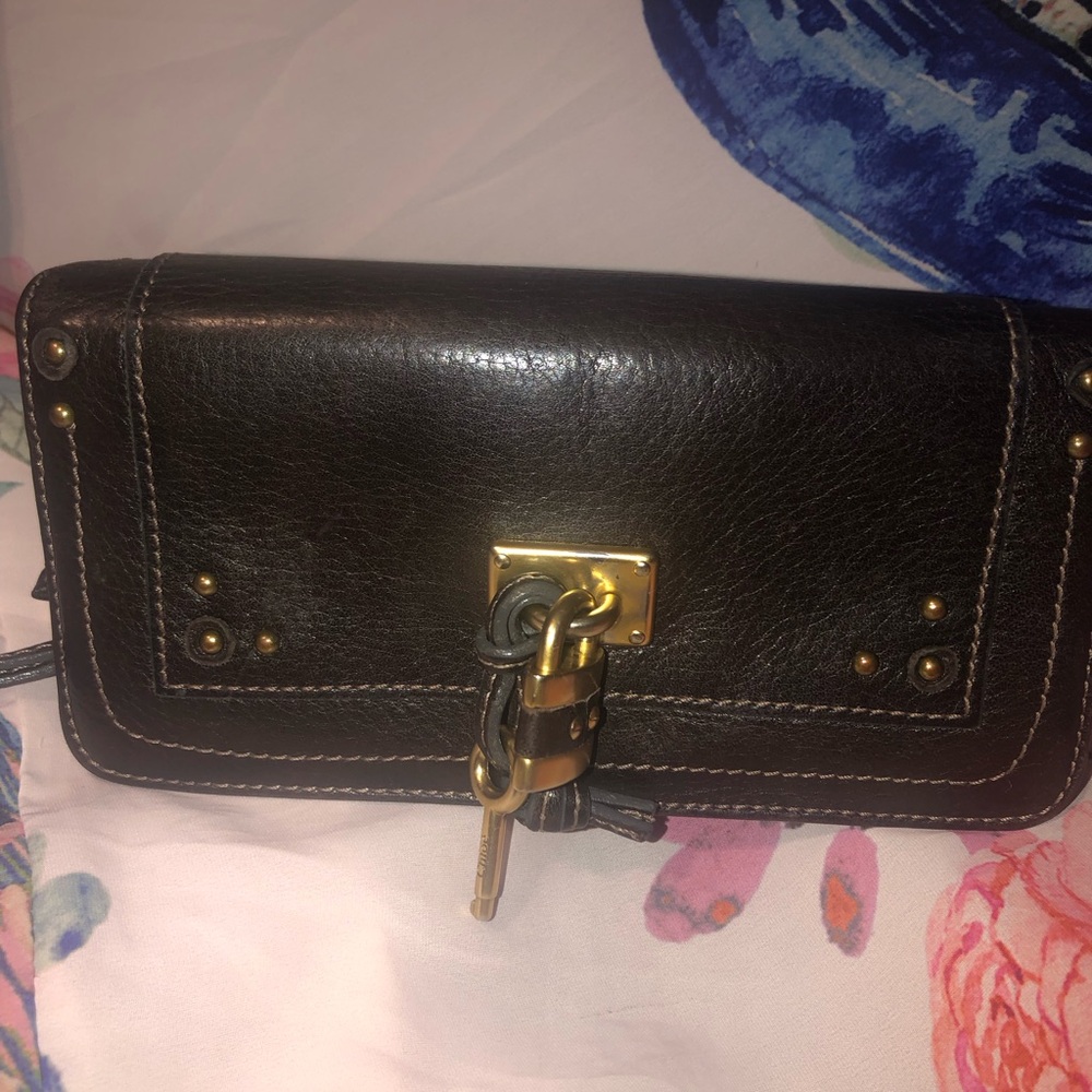 Chloe Brown Paddington Leather Wallet w/ lock and key in EUC